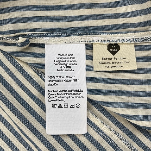 Madewell Courtyard Flutter Sleeve Top Size XS Blue and Ivory Stripes 100% Cotton - Picture 6 of 6